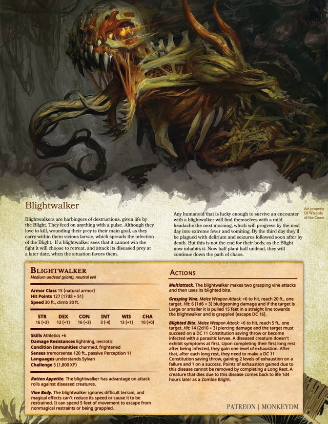 The Blightwalker - Lure your Foes In Before Shredding Them to Pieces - Monster for DnD 5e.