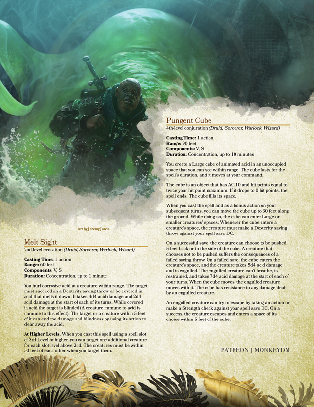 D&D 5e Acid Spells: Melt Sight & Pungent Cube