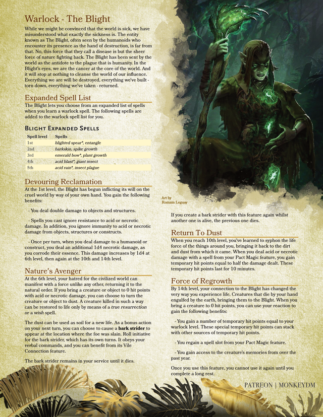 Warlock: The Blight - D&D 5e - Restore the Natural Order, or Else...