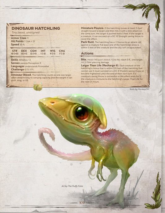 D&D 5e Monster: Dinosaur Hatchling - Cute but Deadly