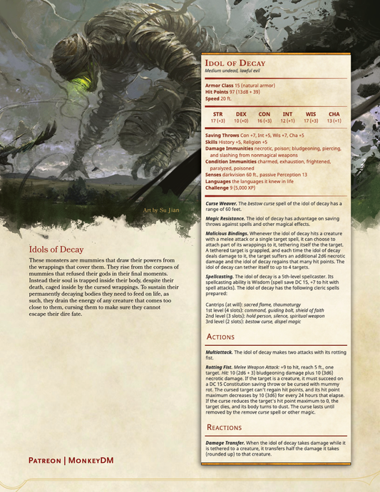 Idol of Decay - A D&D 5e Vicious Mummy That Feeds on Life