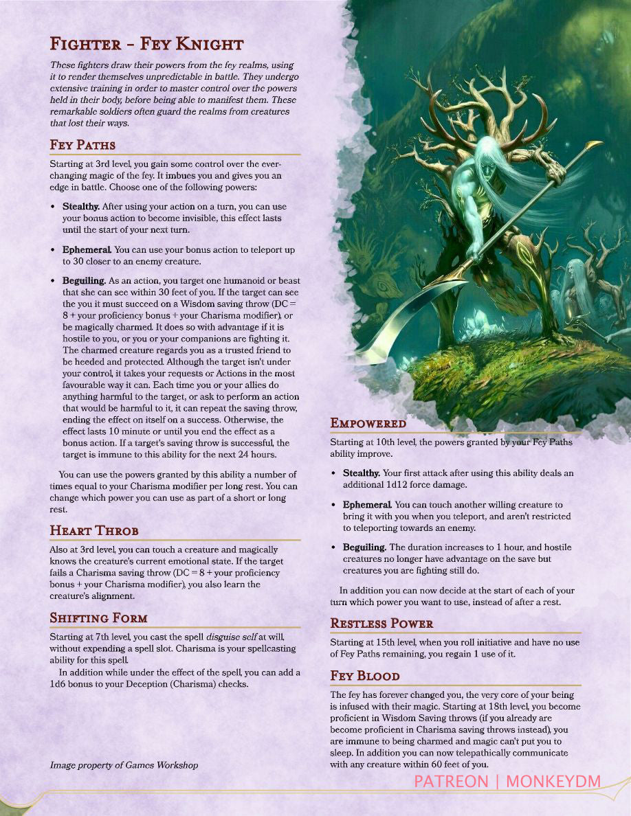 Fighter: Fey knight - Teleport around the battlefield, enchant your foes and vanish in a flash