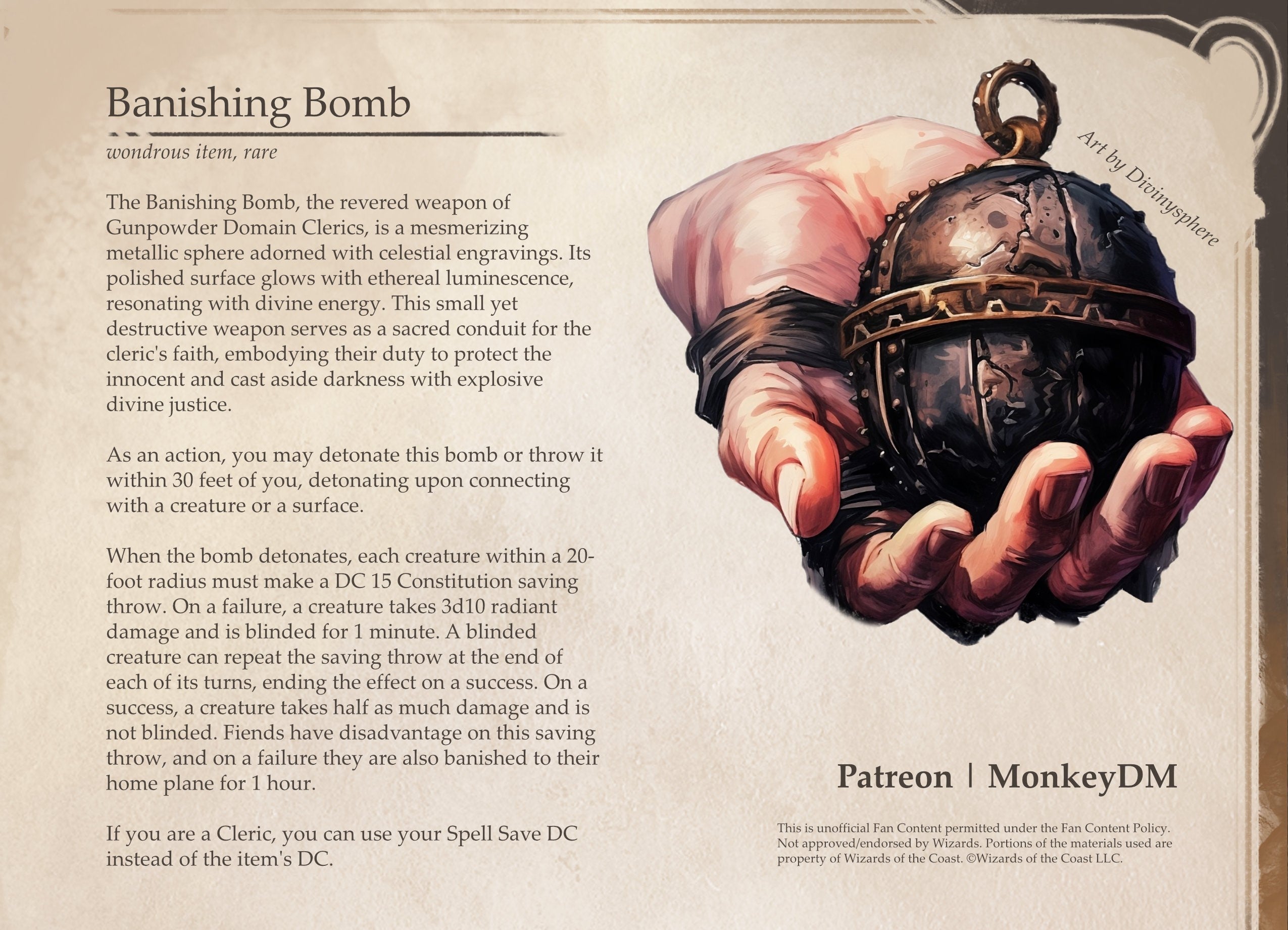 D&amp;D 5e Item - Banishing Bomb: Basically a Holy Hand Grenade 