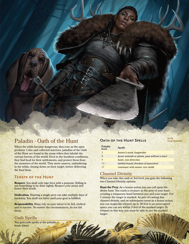 Paladin: Oath of the Hunt - A Survivalist Paladin Subclass for D&D 5e