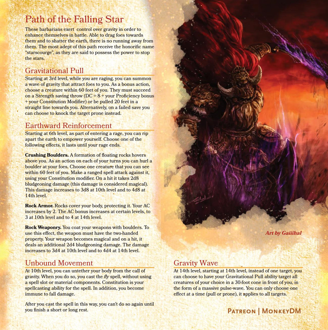 Barbarian: Path of the Starscourge - D&D 5e - Control Gravity to Shatter Foes