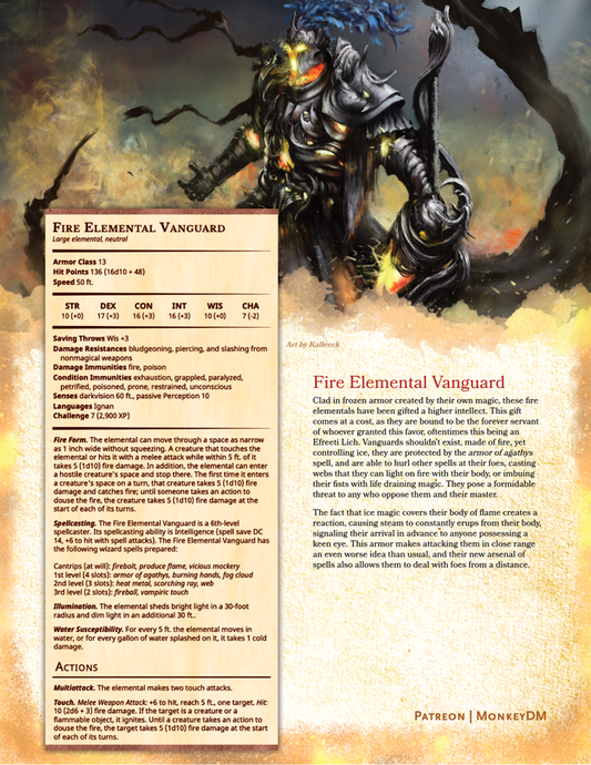 Fire Elemental Vanguard - A D&D 5e Burning Elemental in Frozen Armor