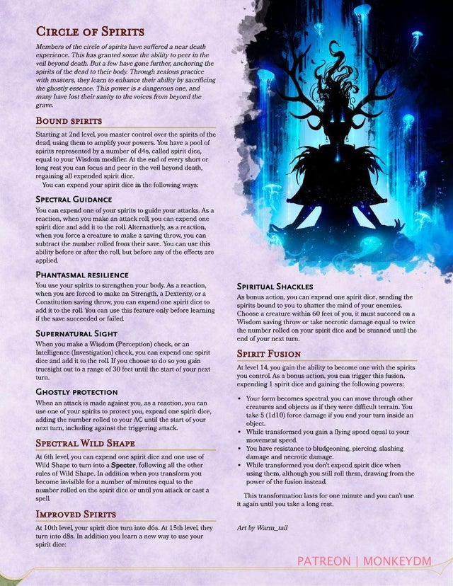 Druid - Circle of Spirits. Bend the Soul of the Departed to your Will