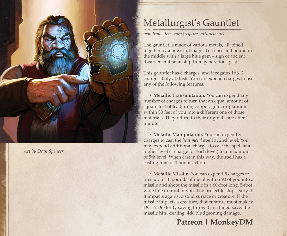 Metallurgist's Gauntlet - A D&D 5e item for when you need to slap some sense in your enemies