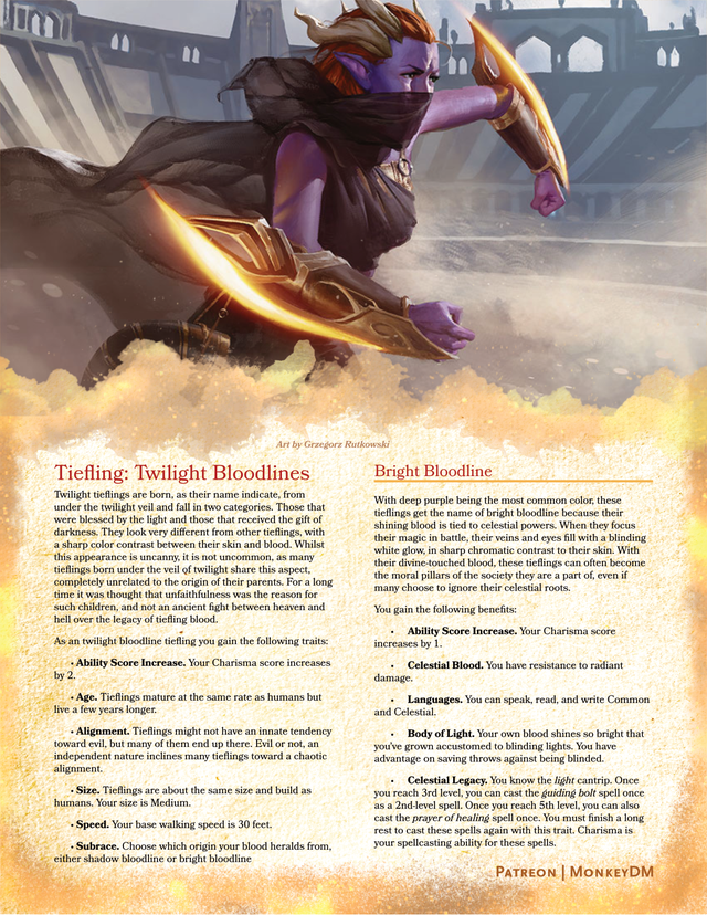 Twilight Bloodline Tieflings - For when Angels mix with Devils in D&D 5e