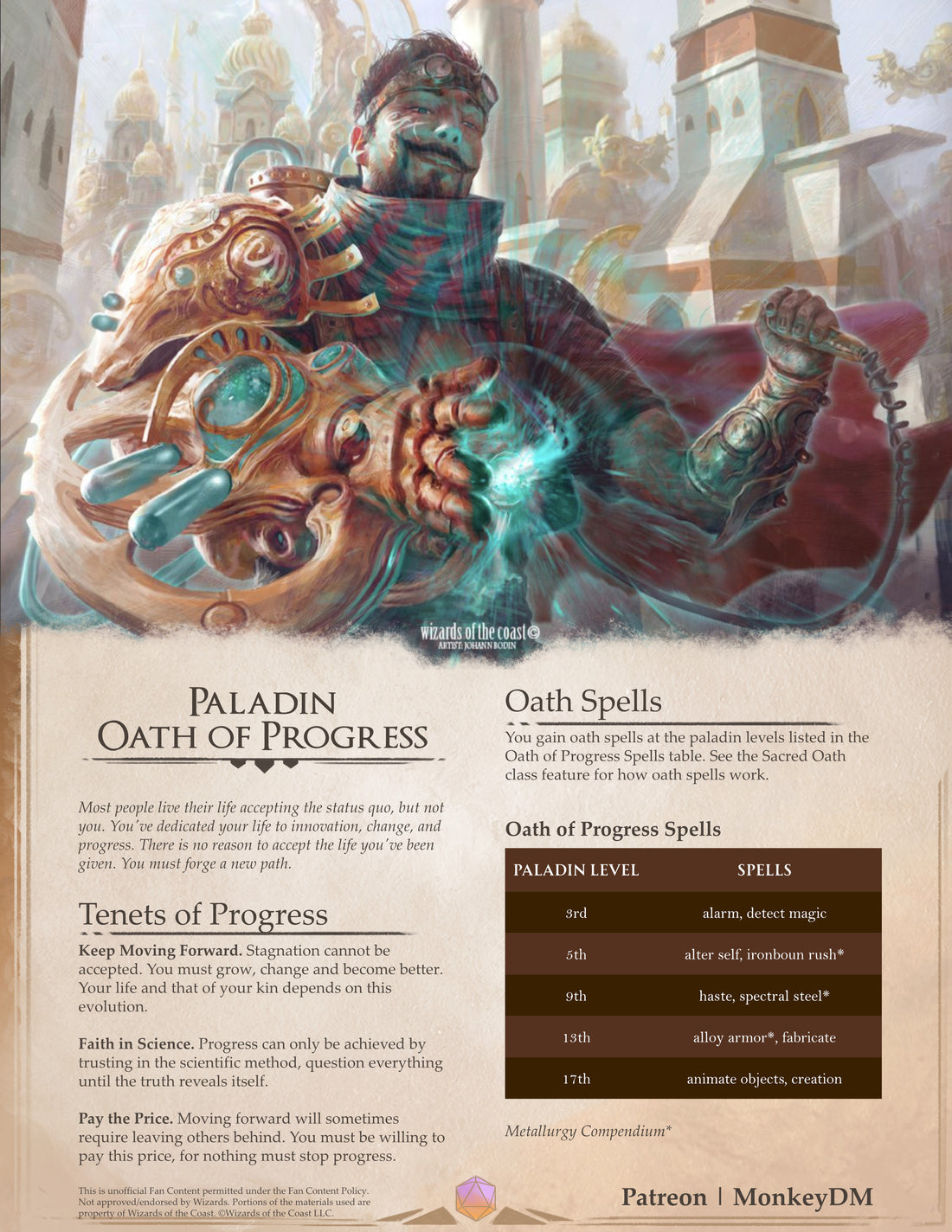 D&D 5e Paladin: Oath of Progress - Sacrifice everything, and everyone, on the altar of progress