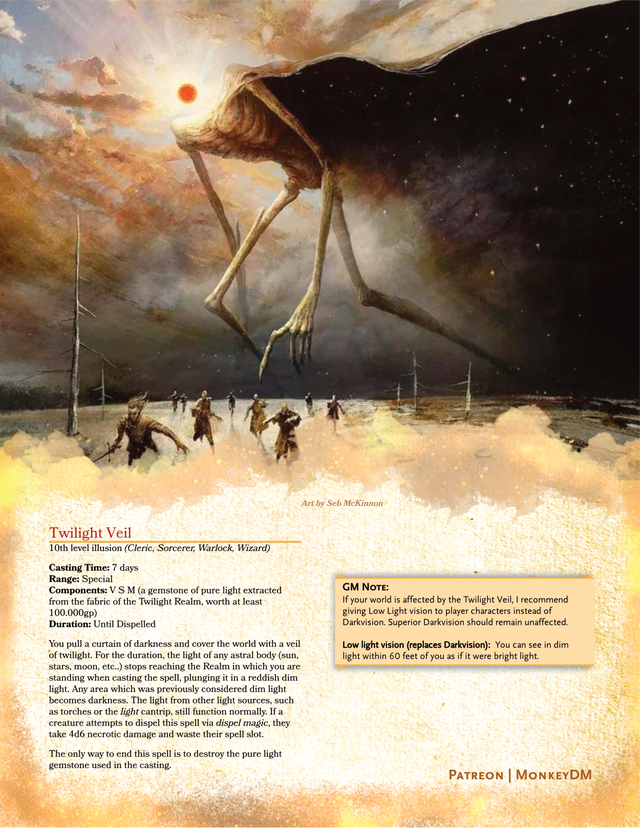 Twilight Veil - A 10th Level Spell for D&D 5e & Rules for Casting It