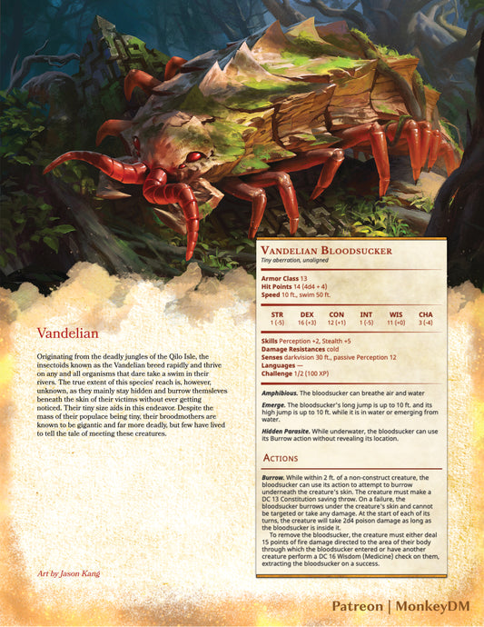 Vandelian Bloodsucker - A D&D 5e Monster that Burrow Beneath Your Skin
