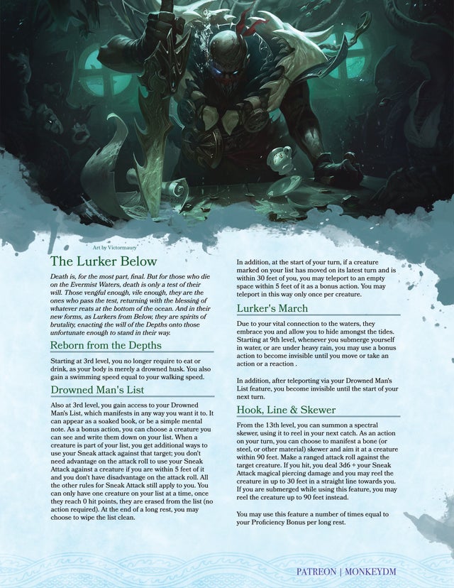 Rogue - The Lurker Below, A deadly oceanic subclass for D&D 5e.