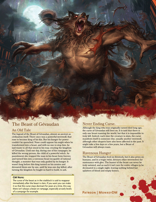 The Beast of Gévaudan - A D&D 5e Monster that Terrorized France