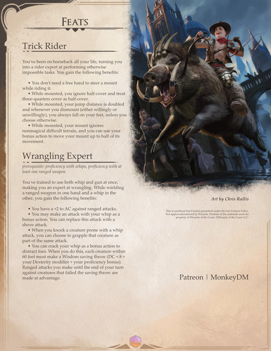 Trick Rider and Wrangling Expert – D&D 5e Feats - Become a rodeo expert, and subdue your enemies