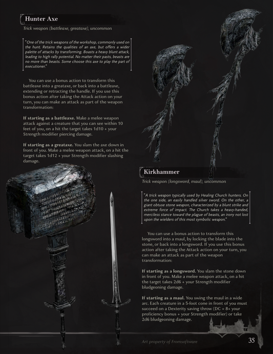 Hunter Axe and Kirkhammer  - D&D  5e Brutal Weapons of the Workshop