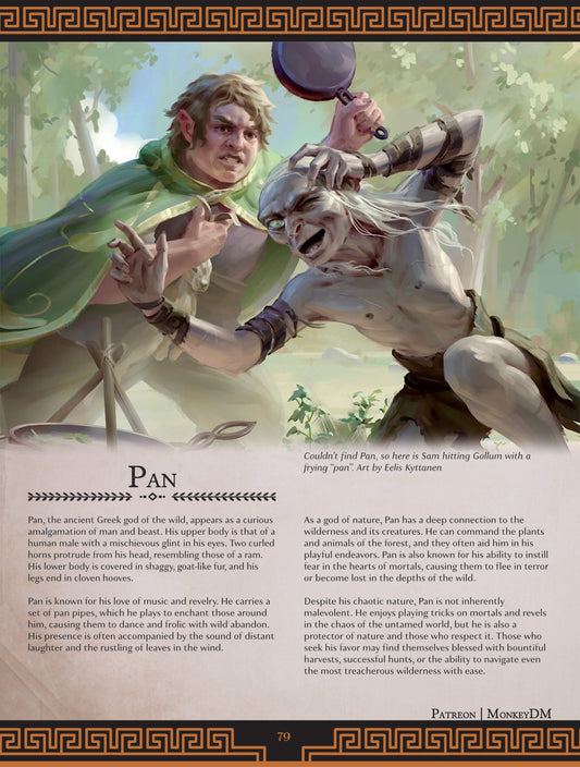 D&D 5e Monster: Pan - The mischievous god of the wild, spreading folly and panic in equal measure [Wrath of Olympus]