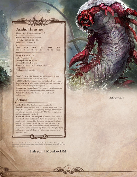 D&D 5e Monster: Acidic Thrasher - Devour your players and their ship [Dread Tides]