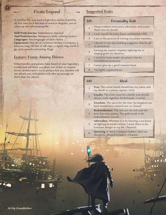 D&D 5e Background: Pirate Legend - Turn Over a New Leaf...Or Don't [Dread Tides]