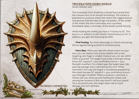 D&D Item - Triceratops Horn Shield - Become as Stalwart as the Beast of Old [Echoes of Extinction]