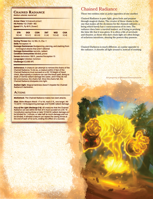 Chained Radiance - A D&D 5e Monster of Pure Light Trapped in Chains
