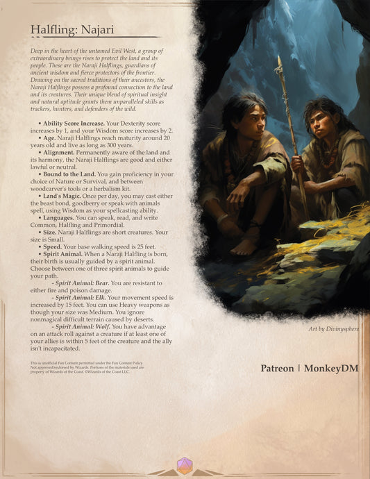 D&D 5e Halfling: Najari Subrace - Become a Warden of Nature [Cowboys From Hell]