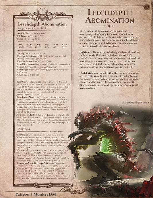 D&D 5e Leechdepth Abomination -The Monstrosity That'll Make Your Players Wish They'd Stayed on Land