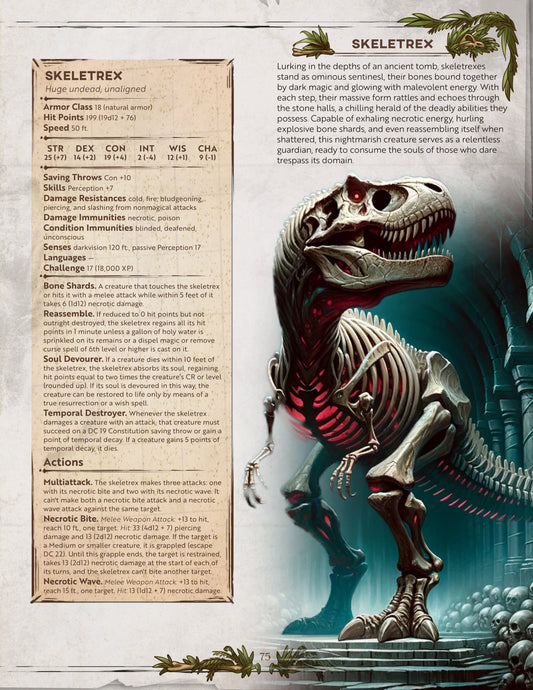 D&D 5e Monster: Skeletrex - When A T-rex meets a Necromancer [Echoes of Extinction]