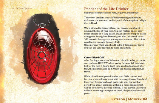 Pendant of the Life Drinker - A Pendant of Blooddrinking Temptation in D&D 5e