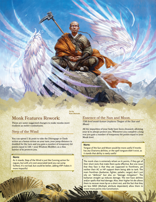 Simple Fixes to Make the D&D 5e Monk more Durable as a Front Liner