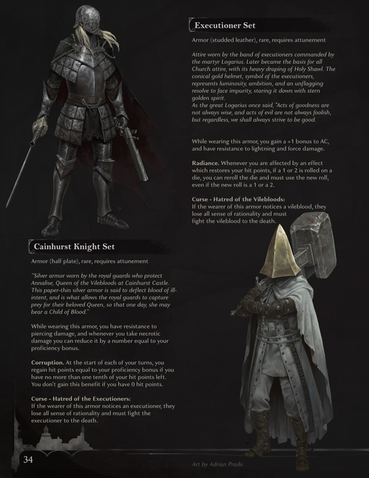 Cainhurst Knight & Executioner - D&D 5E Armor Cursed to Eternal Bloodshed