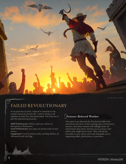 D&D 5e Background: Failed Revolutionary - Reignite the Spark of Revolution! [Compendium of Greed]