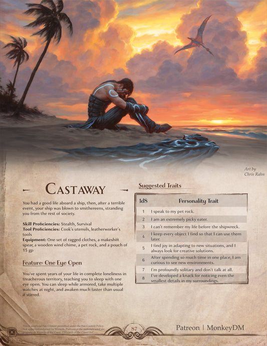 D&D 5e Background: Castaway - Not Just Surviving, But Thriving in Isolation [Dread Tides]